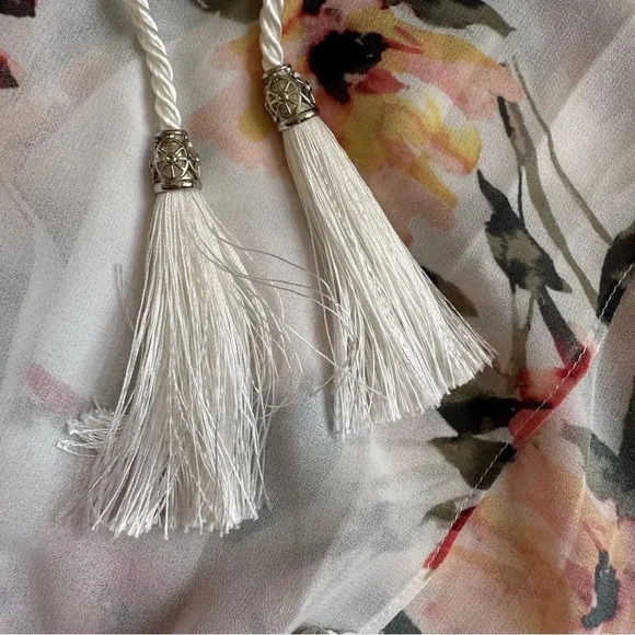 White House Black Market Floral Maxi Dress Chiffon Off the Shoulder Ruffle M NWT - Picture 7 of 10